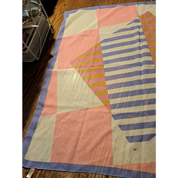 Vintage Womens Ladies Scarf Wrap Made in Italy 100% Polyester Purple Blue Pink - Picture 3 of 5